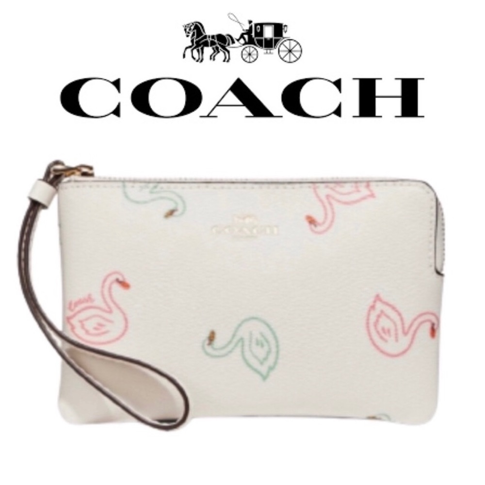 COACH, Colorful, Swan Leather Wristlet, NWT - Picture 1 of 7
